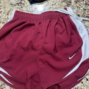 Nike Burgundy Athletic Shorts with White Panels